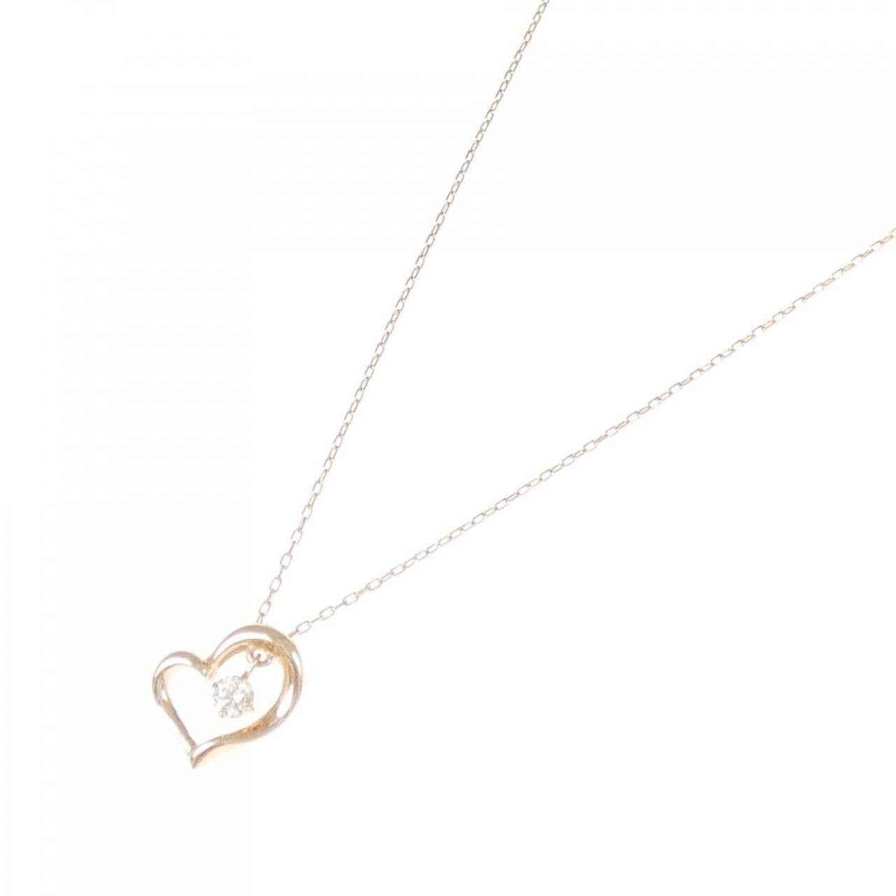 K18PG ハート ダイヤモンド ネックレス 0.05CT