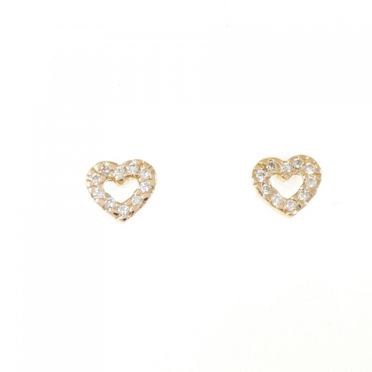 K18PG ハート ダイヤモンド ピアス 0.10CT