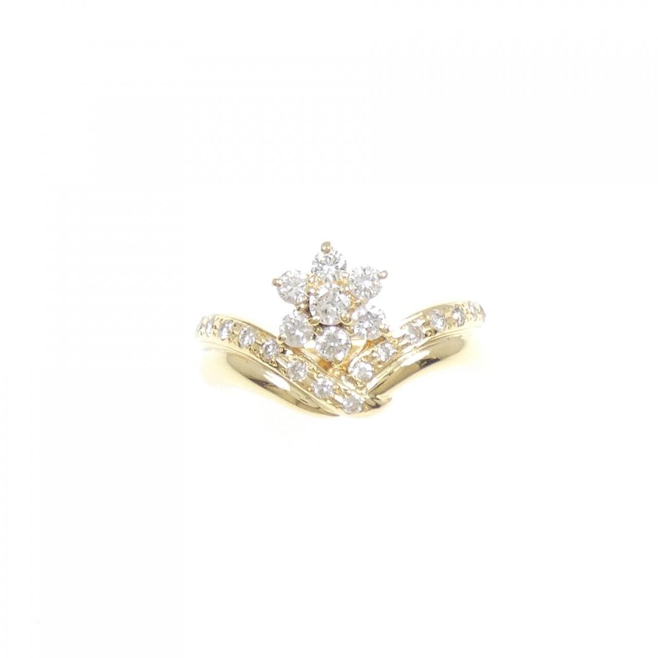 K18YG フラワー ダイヤモンド リング 0.47CT
