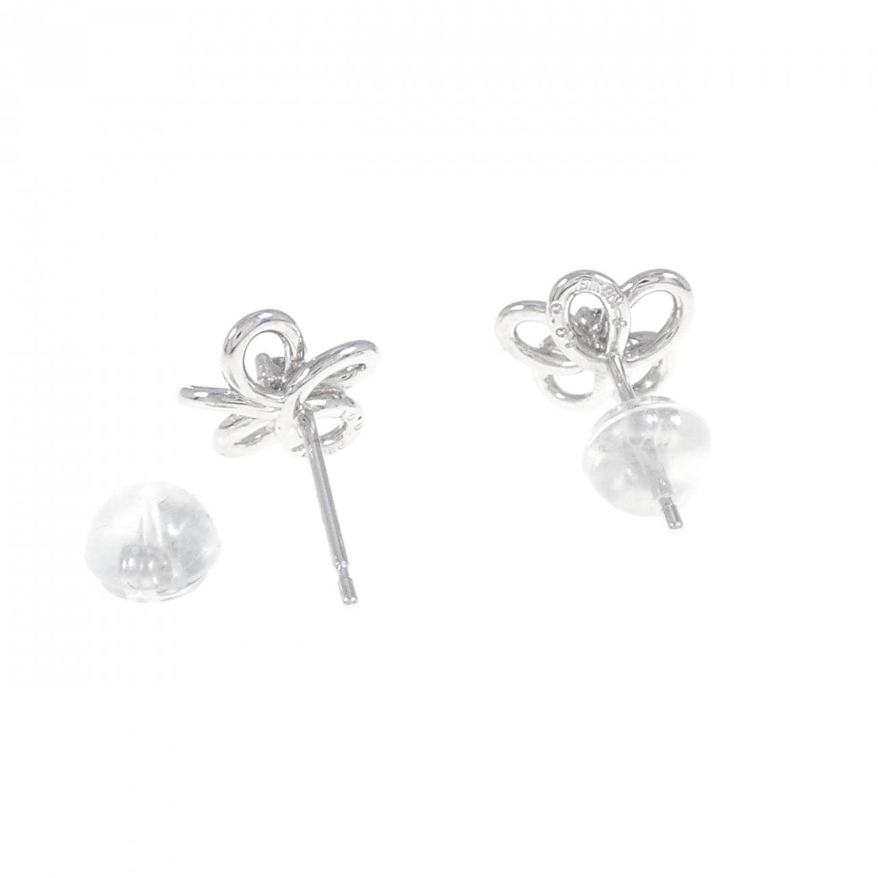 K18WG Flower Diamond Earrings 0.02CT