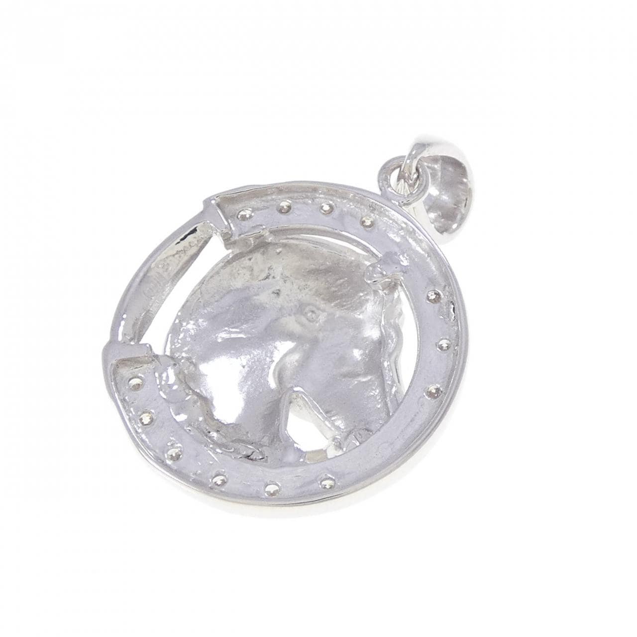 K18WG ホース ダイヤモンド ペンダント 0.13CT