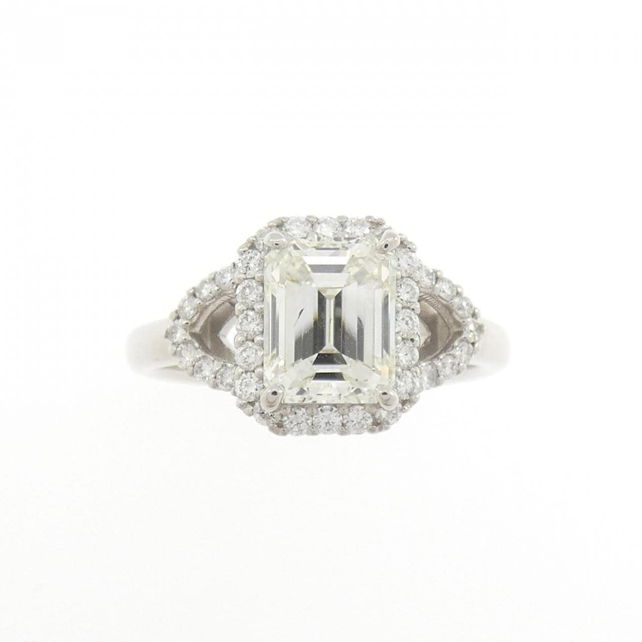 PT900 ダイヤモンド リング 1.519CT L SI1 エメラルドカット