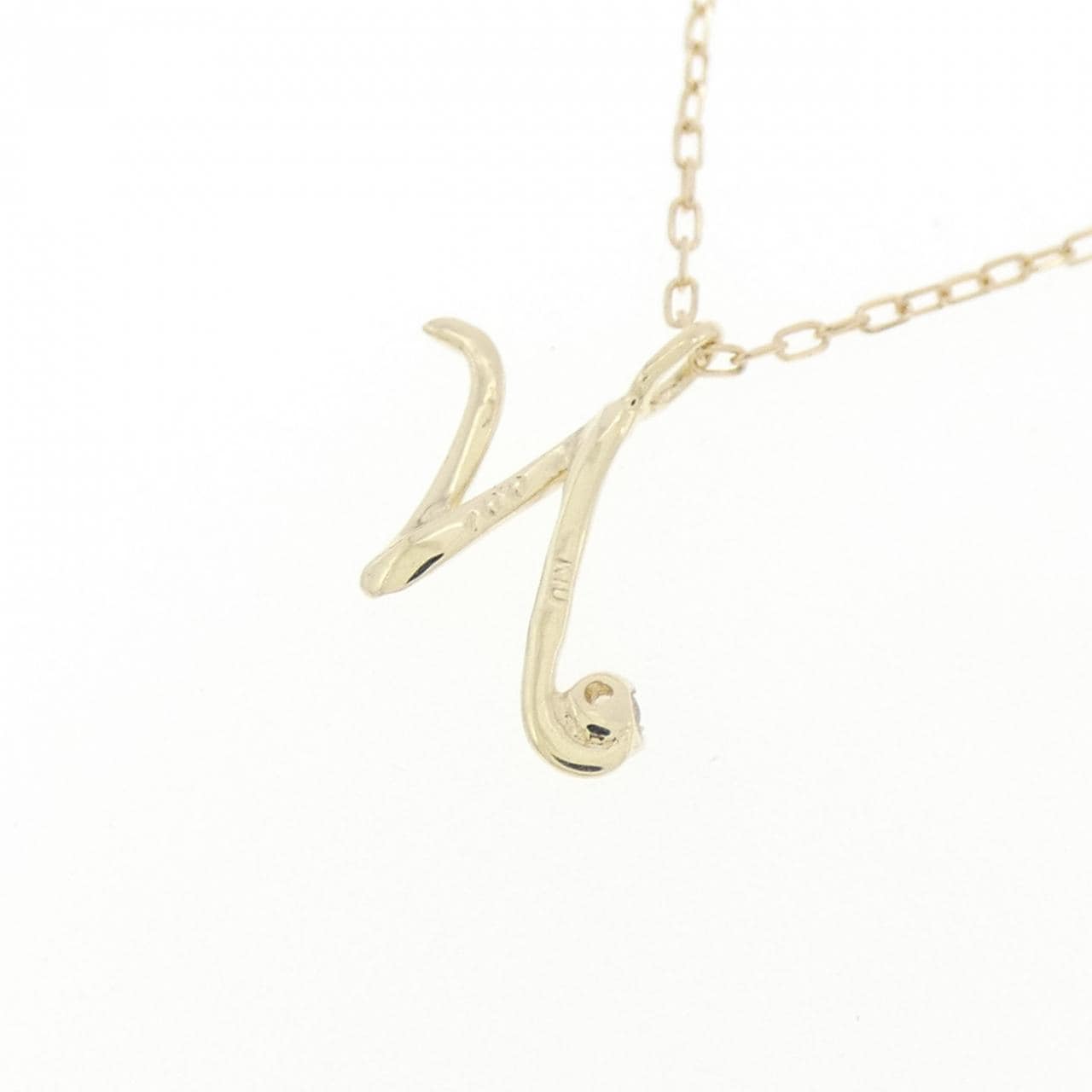 K10YG イニシャルN ダイヤモンド ネックレス 0.01CT