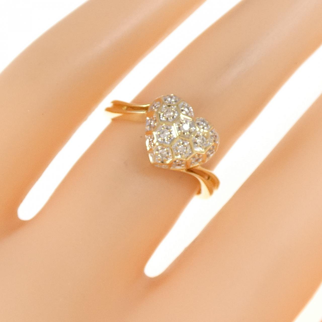 K18YG/K18WG ハート ダイヤモンド リング 0.12CT