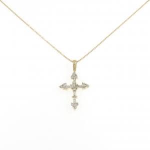 K18YG/K18WG クロス ダイヤモンド ネックレス 0.33CT