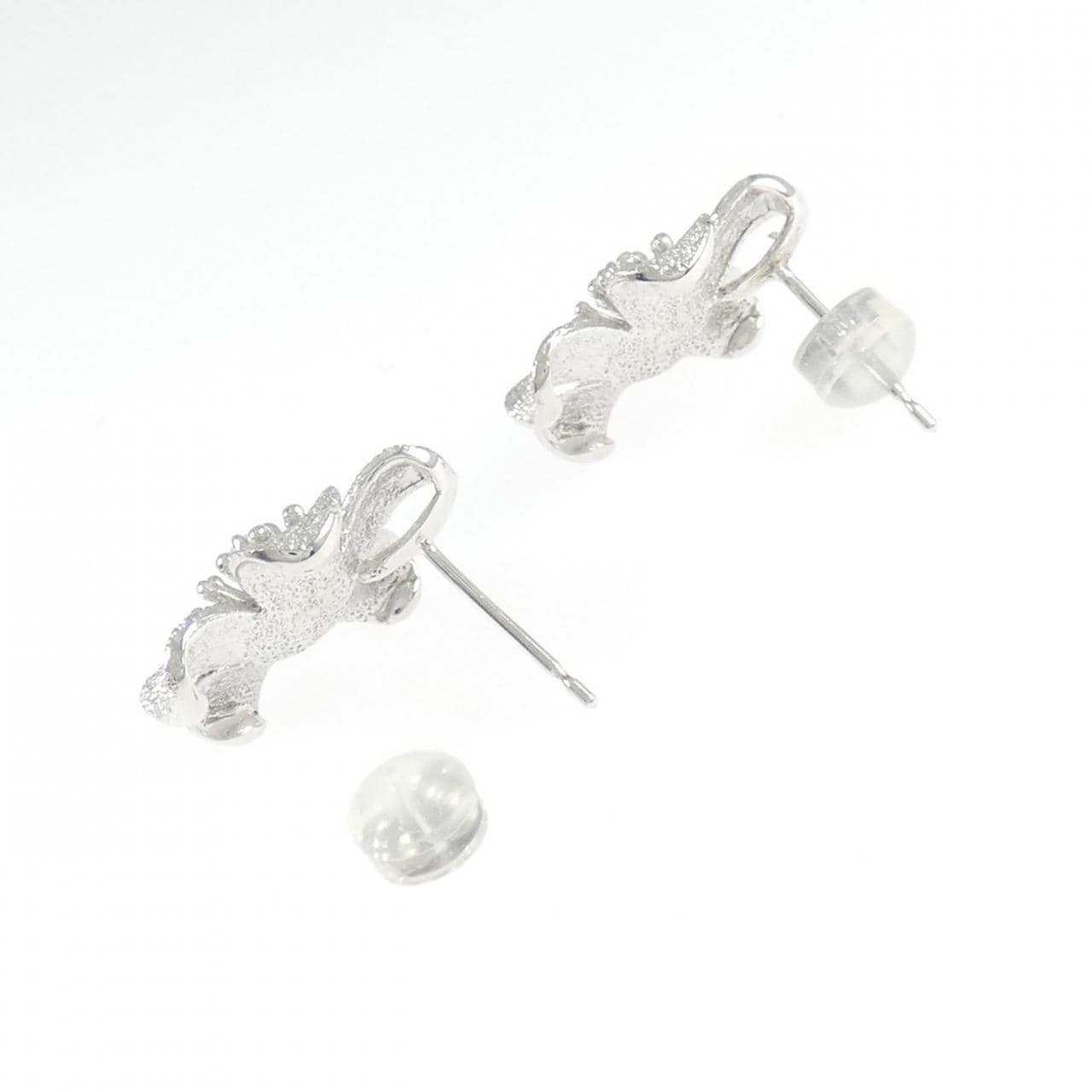 K18WG フラワー ダイヤモンド ピアス 0.10CT