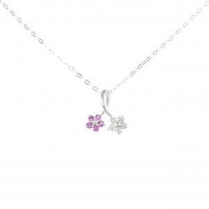 K14WG フラワー サファイヤ ネックレス
