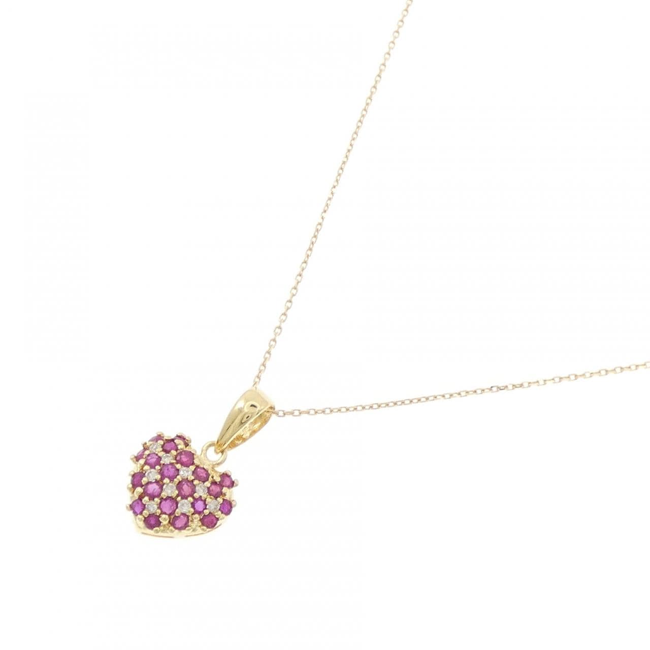 K18YG ハート ルビー ネックレス 0.60CT