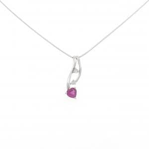 K18WG ハート ルビー ネックレス 0.35CT