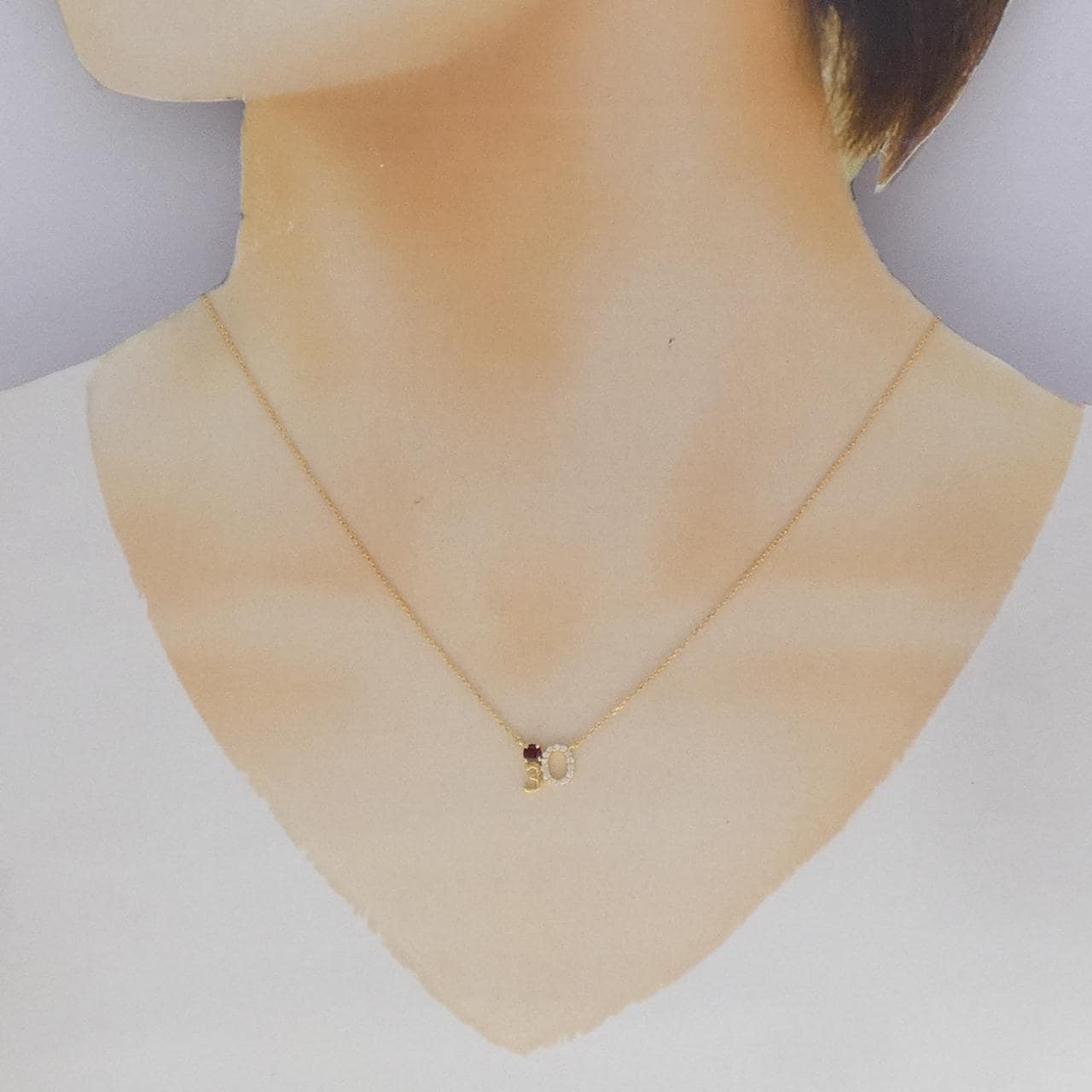 K18YG ナンバー30 ガーネット ネックレス