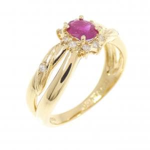 K18YG ルビー リング 0.33CT