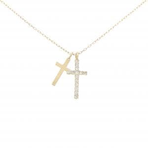 K18YG クロス ダイヤモンド ネックレス 0.14CT
