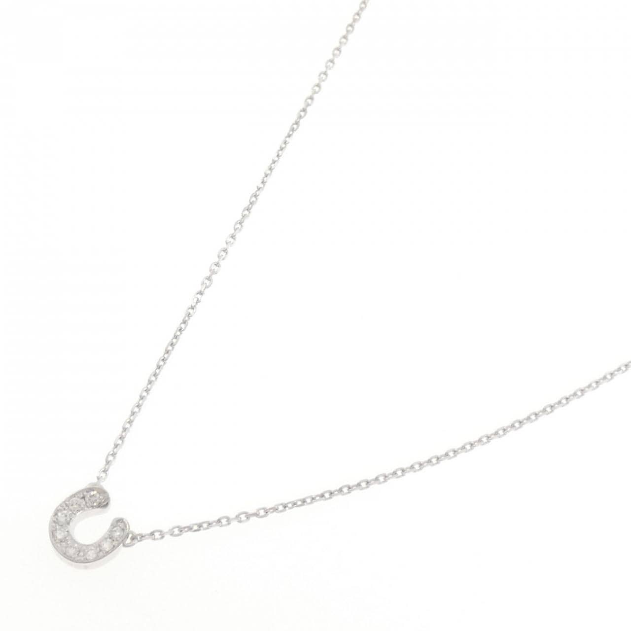 K18WG ホースシュー ダイヤモンド ネックレス 0.09CT