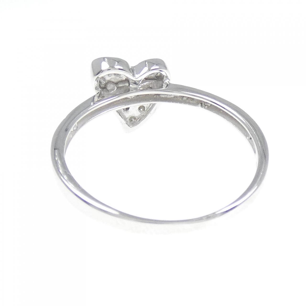 K18WG Heart Pave Diamond Ring 0.18CT