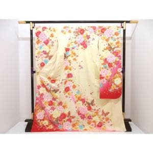 【未使用品】振袖　友禅金彩加工　刺繍入りボカシ染