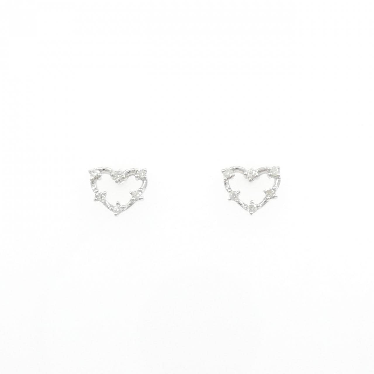 K14WG ハート ダイヤモンド ピアス 0.08CT