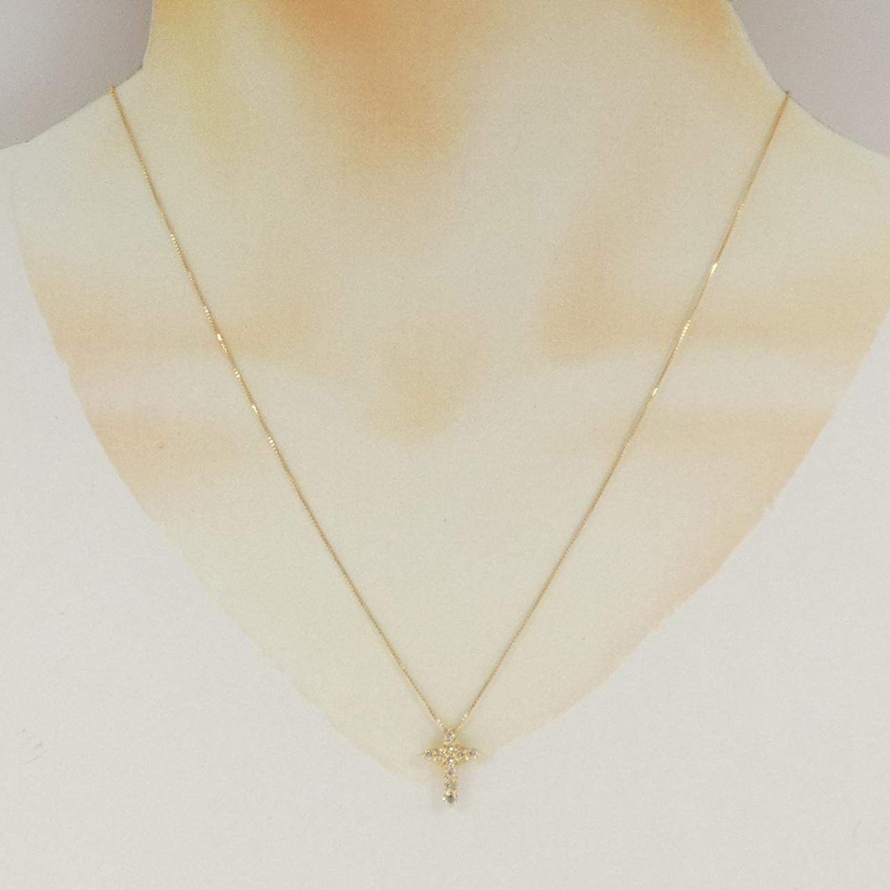K18YG クロス ダイヤモンド ネックレス 0.30CT