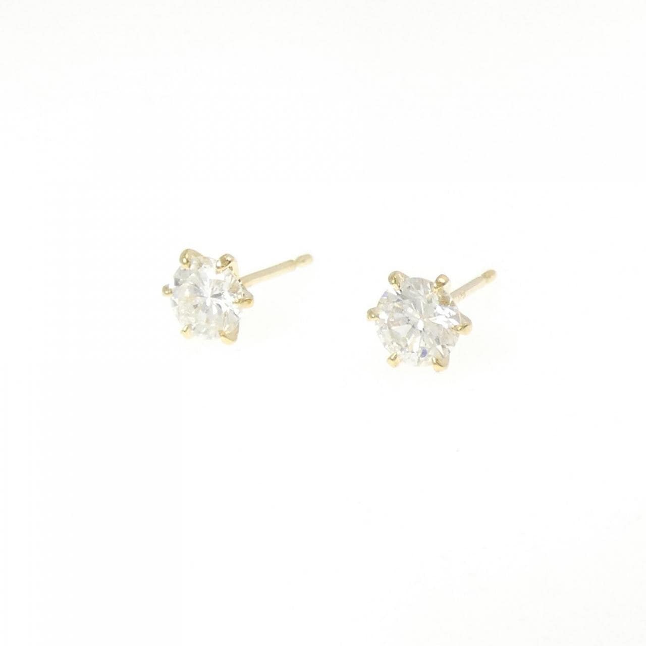 K18YG/ST鑽石耳環 0.437CT 0.472CT HJ I1 VG-GOOD