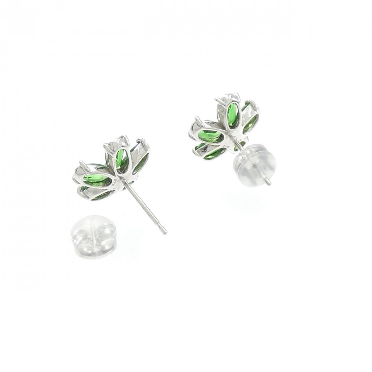 K18WG フラワー グリーンガーネット ピアス 2.00CT