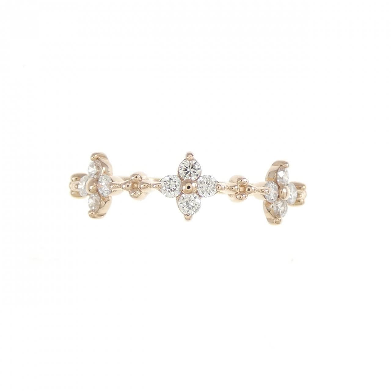 K18PG フラワー ダイヤモンド リング 0.15CT