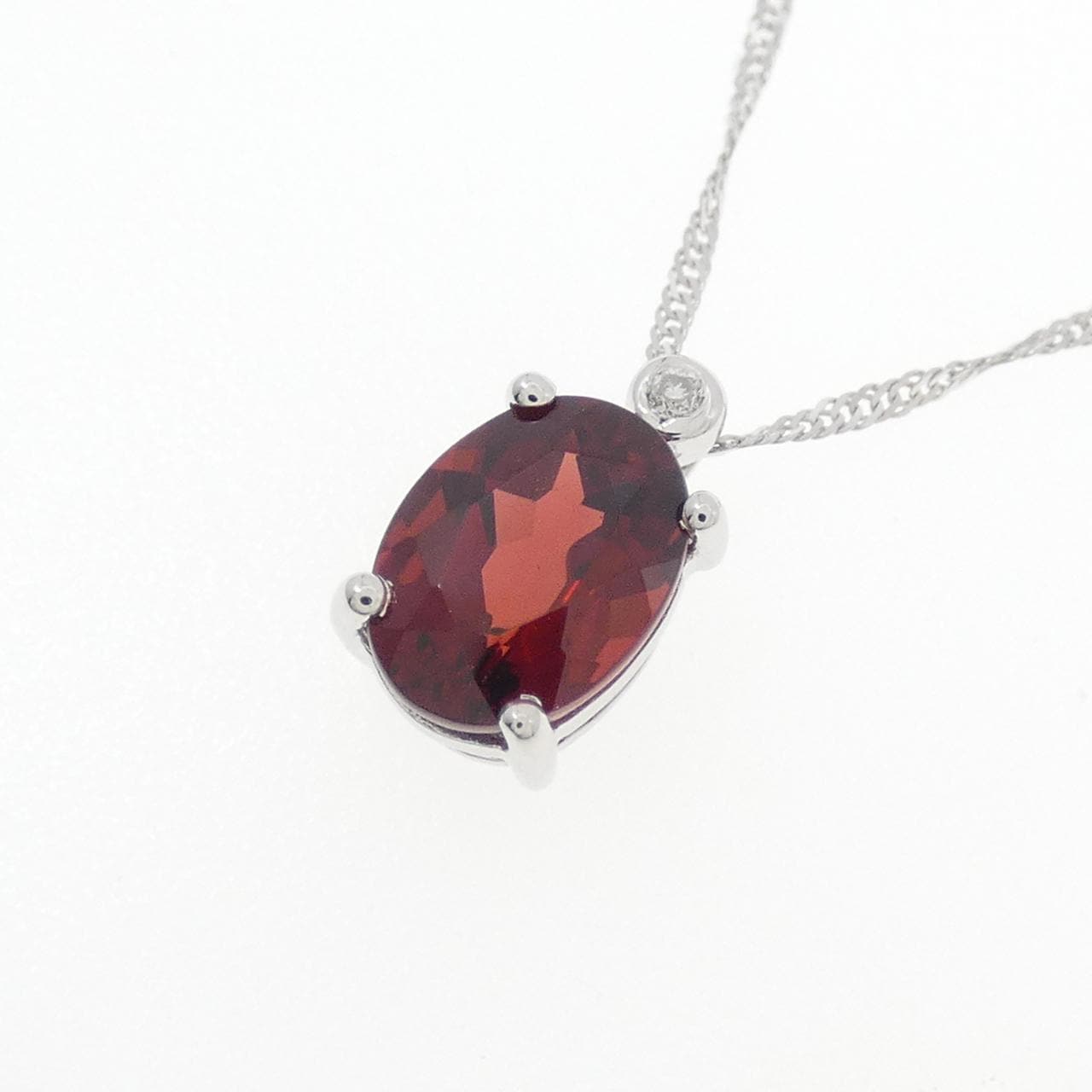 K18WG/750WG ガーネット ネックレス 1.10CT