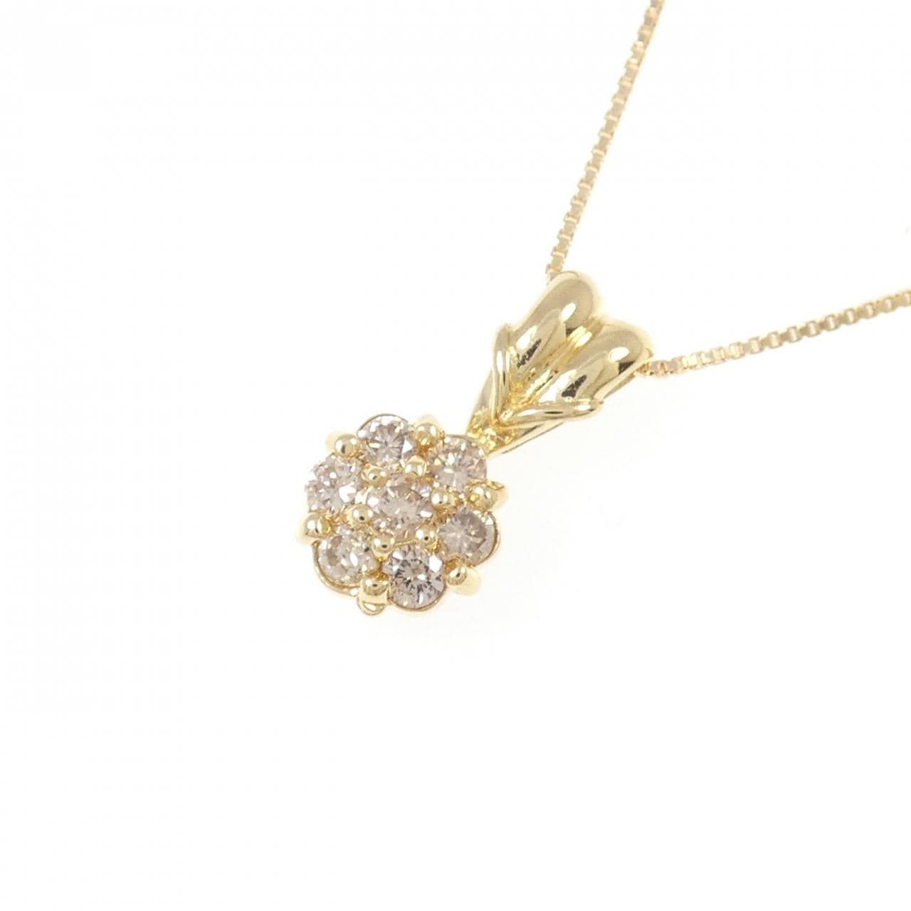 K18YG フラワー ダイヤモンド ネックレス 0.30CT