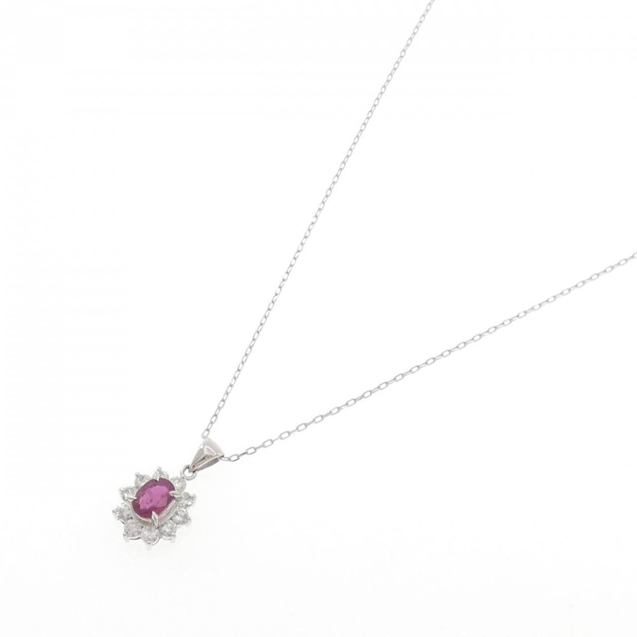 PT900/PT850 ルビー ネックレス 0.72CT