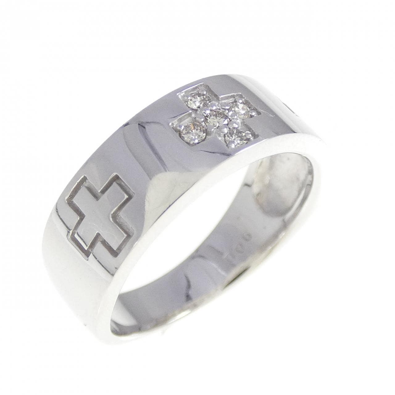 K18WG クロス ダイヤモンド リング 0.06CT