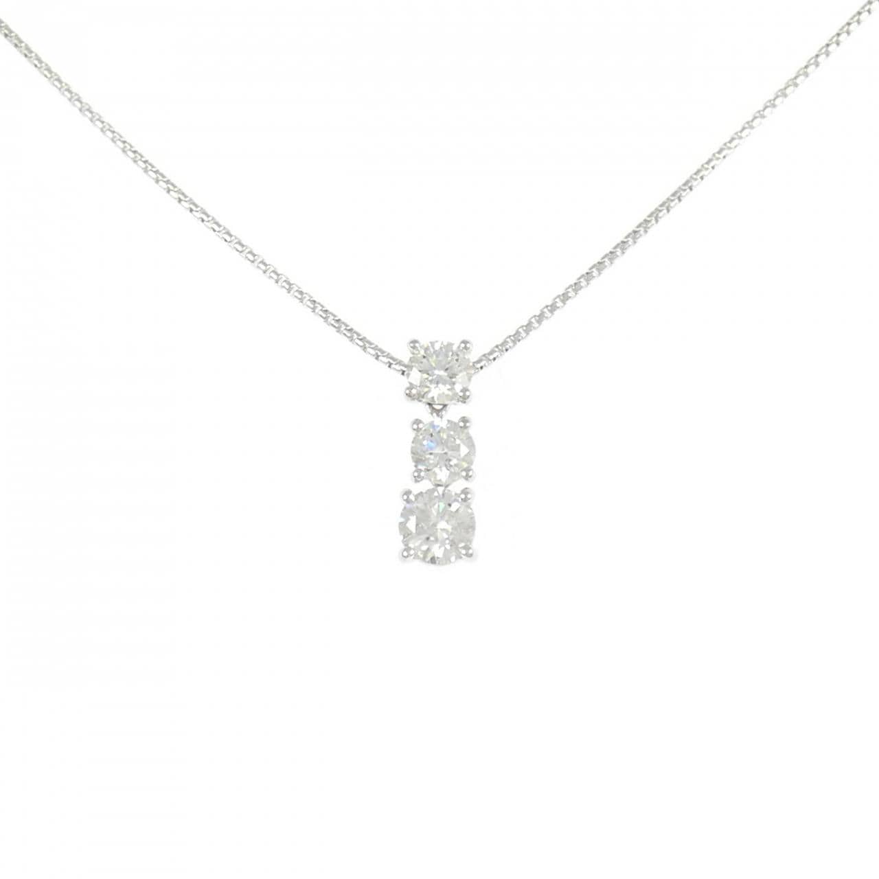 PT900/PT850 スリーストーン ダイヤモンド ネックレス 1.10CT
