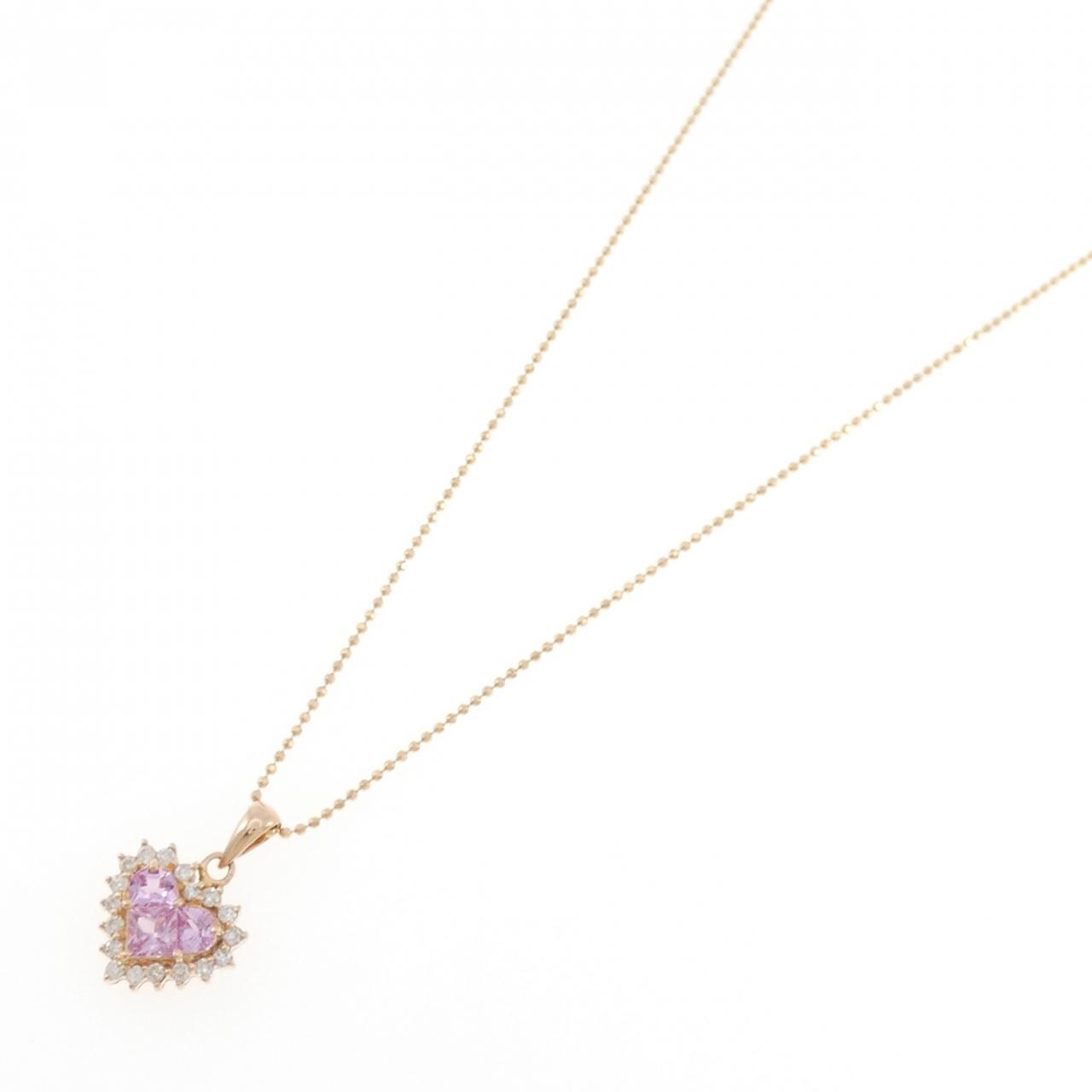 K18PG ハート サファイヤ ネックレス 0.73CT