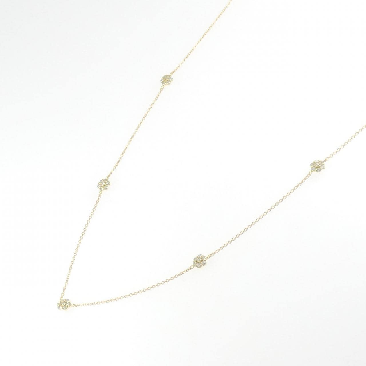K18YG フラワー ダイヤモンド ネックレス 0.51CT