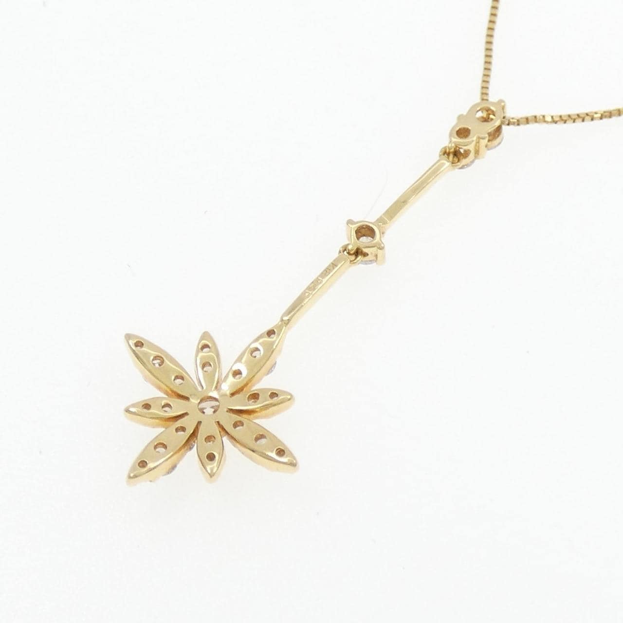 K18YG Flower Diamond Necklace 0.40CT