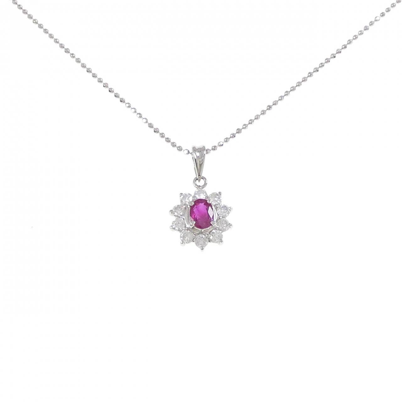 PT900/PT850 ルビー ネックレス 0.41CT