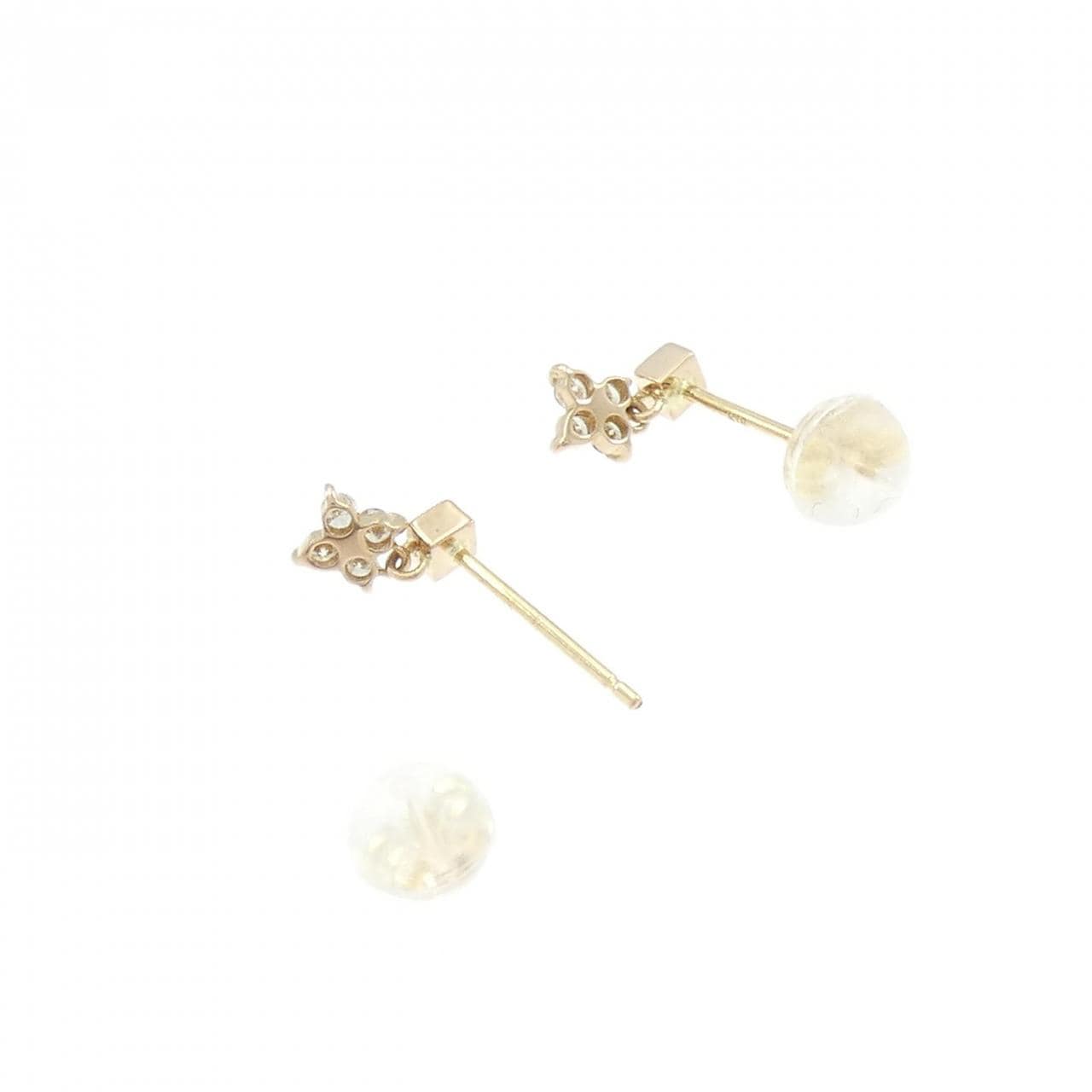 K18YG/K18PG フラワー ダイヤモンド ピアス 0.10CT