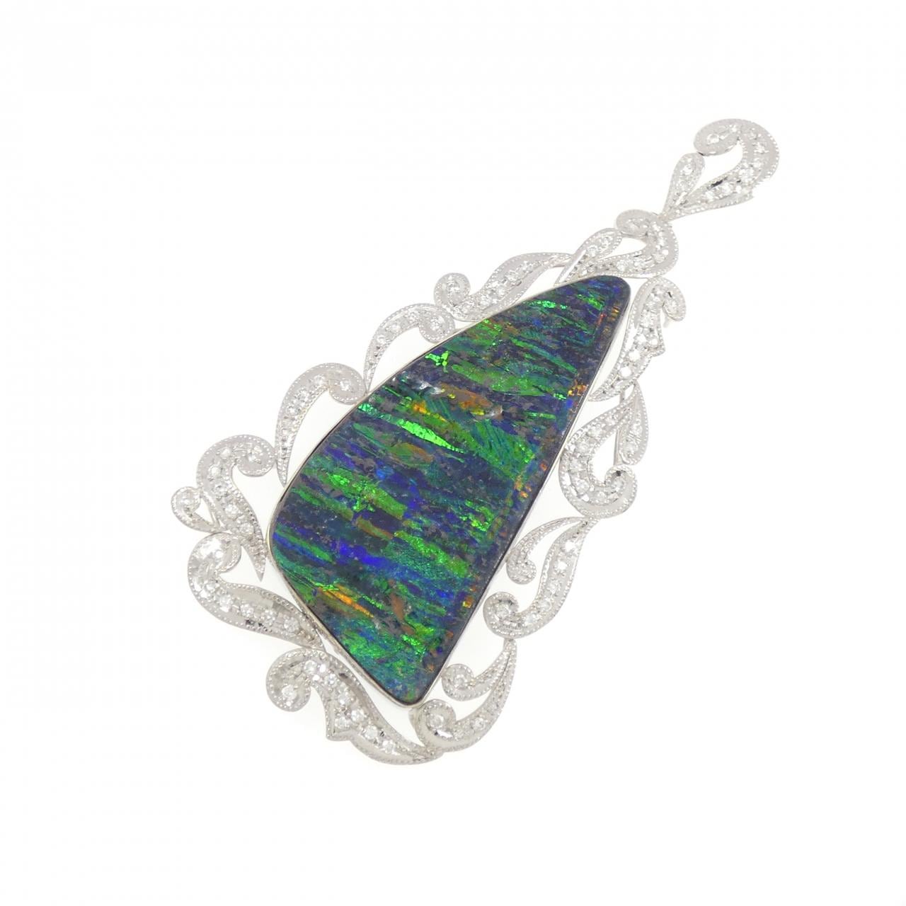 K18WG ボルダーオパール ペンダント 92.97CT
