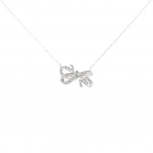 K18WG リボン ダイヤモンド ネックレス 0.35CT