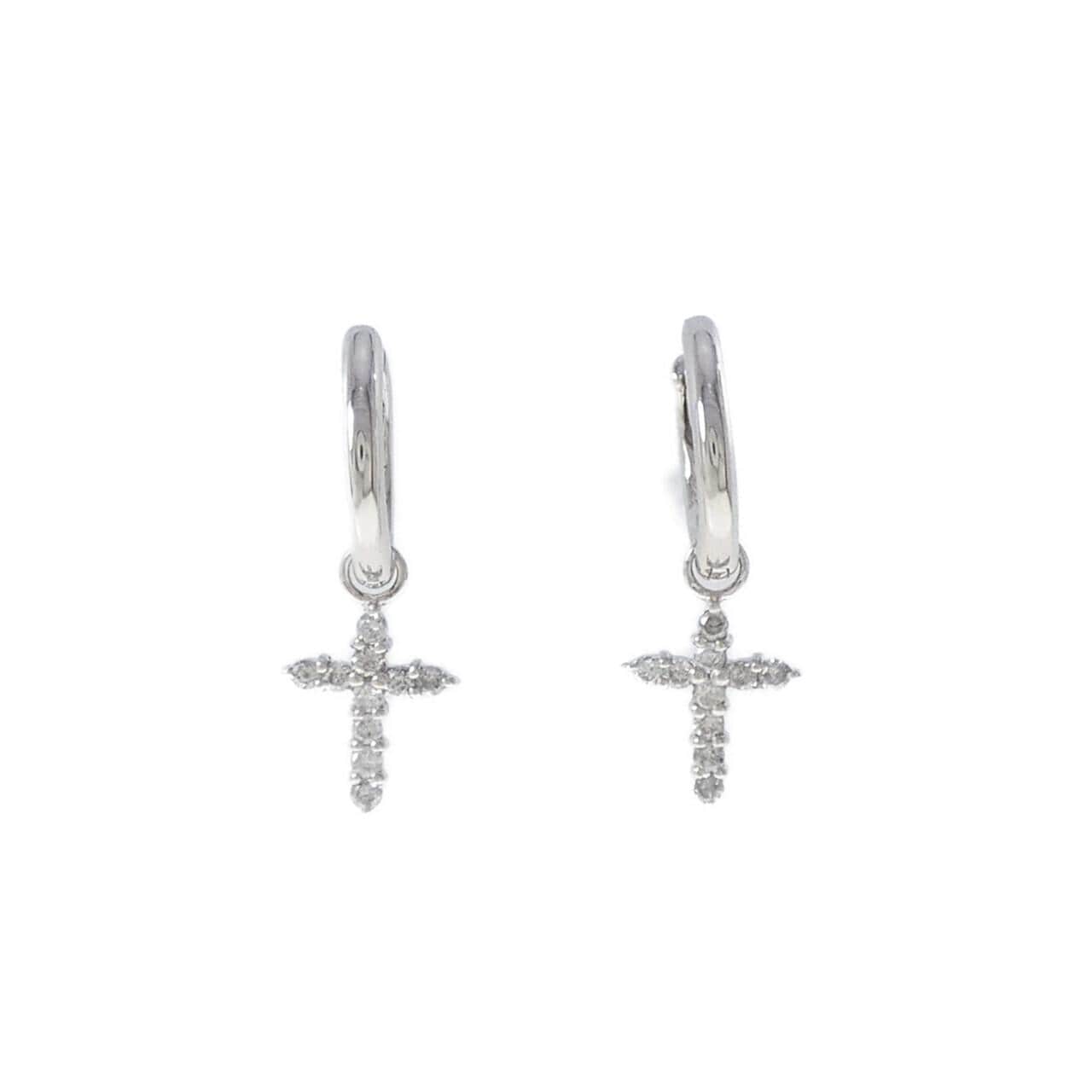 585WG/PT900 2WAY クロス ダイヤモンド ピアス