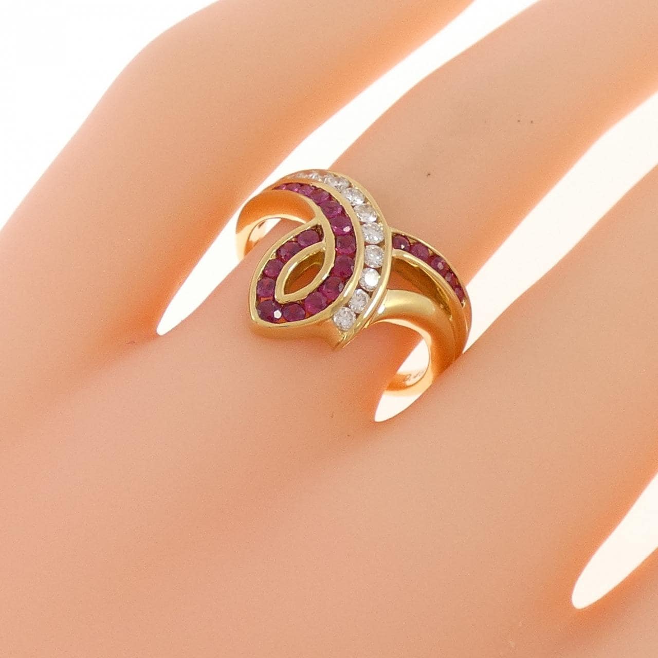 K18YG ルビー リング 0.46CT