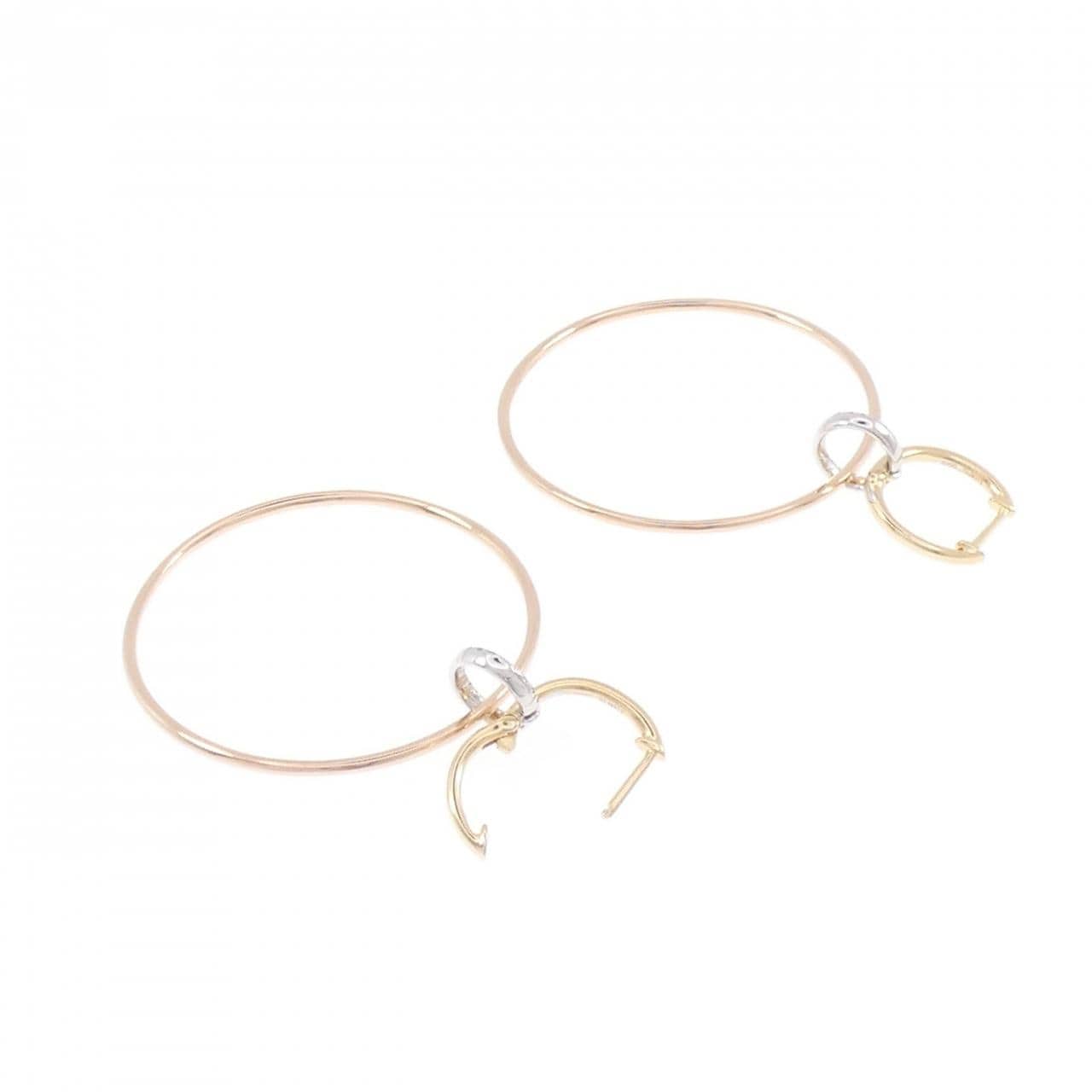 K18スリーカラー ダイヤモンド ピアス 0.10CT
