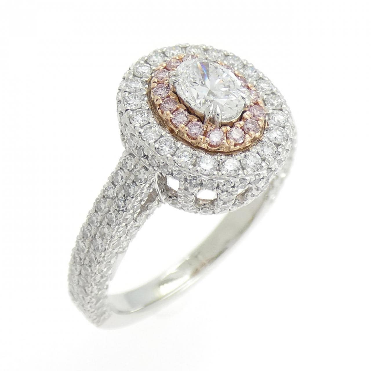 PT950/K18PG ダイヤモンド リング 0.300CT D VS2 オーバルカット