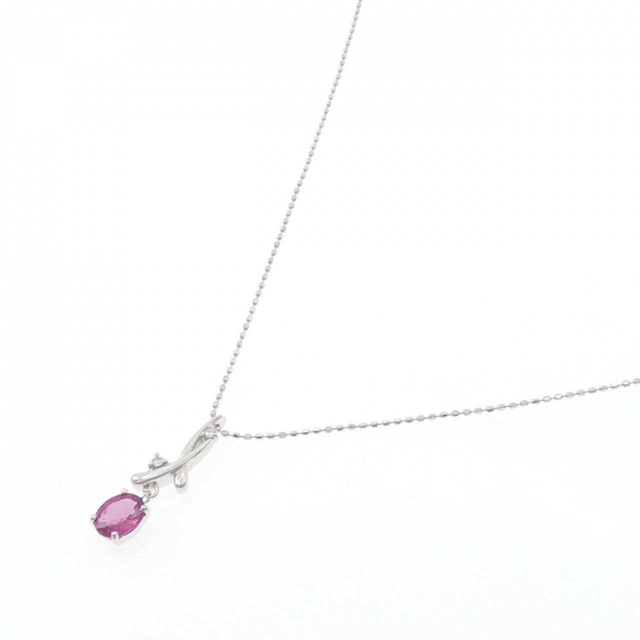 K18WG/750WG ルビー ネックレス 0.67CT