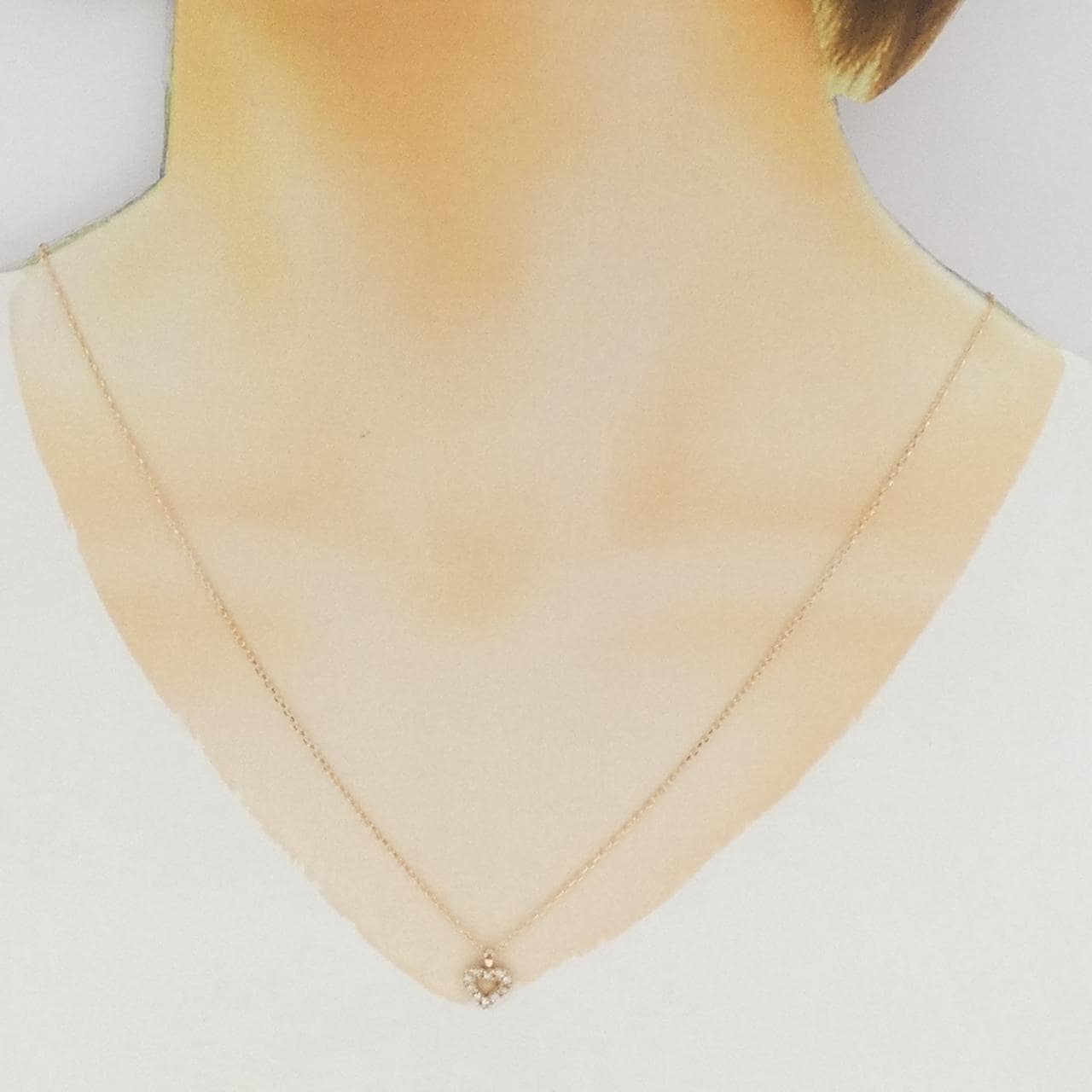 K18PG ハート ダイヤモンド ネックレス 0.10CT
