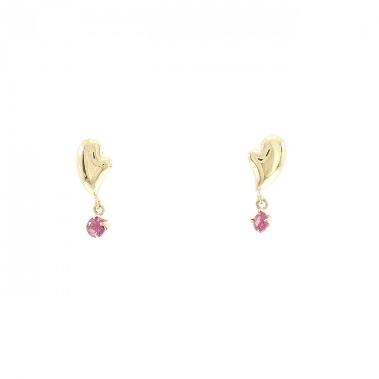 K18YG ハート ルビー ピアス