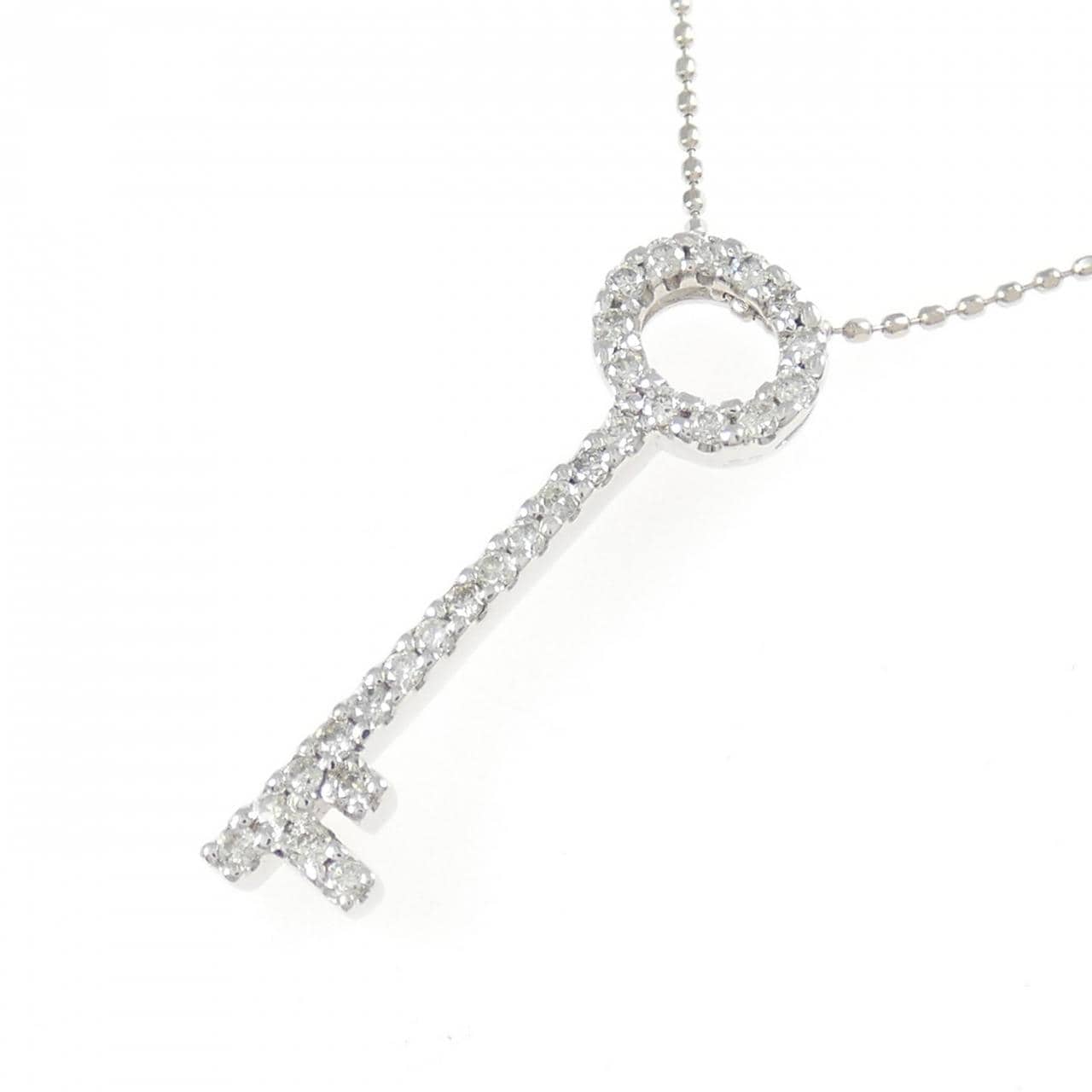 K18WG キー ダイヤモンド ネックレス 0.27CT