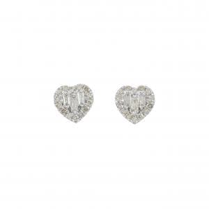K18WG ハート ダイヤモンド ピアス 0.20CT