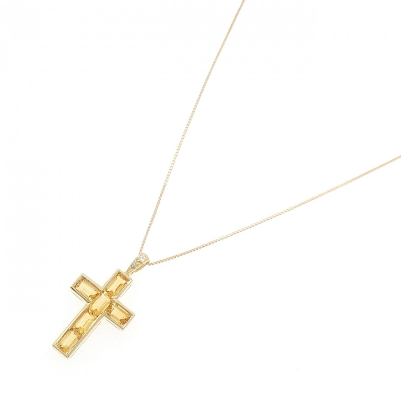 K18YG クロス シトリン ネックレス 1.54CT
