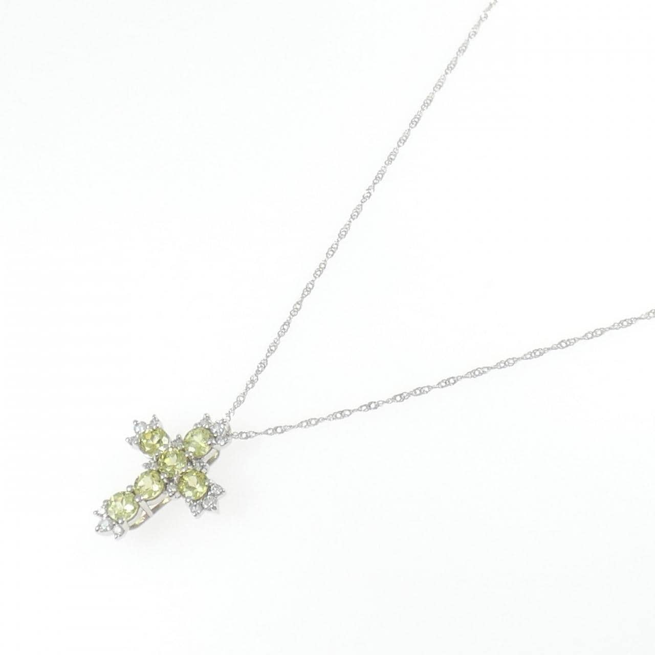 PT950 クロス グリーンガーネット ネックレス 1.20CT