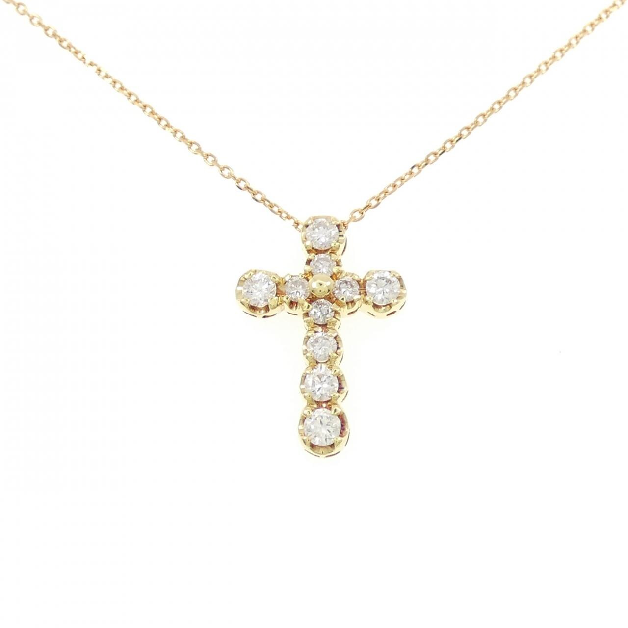 K18YG クロス ダイヤモンド ネックレス 0.50CT