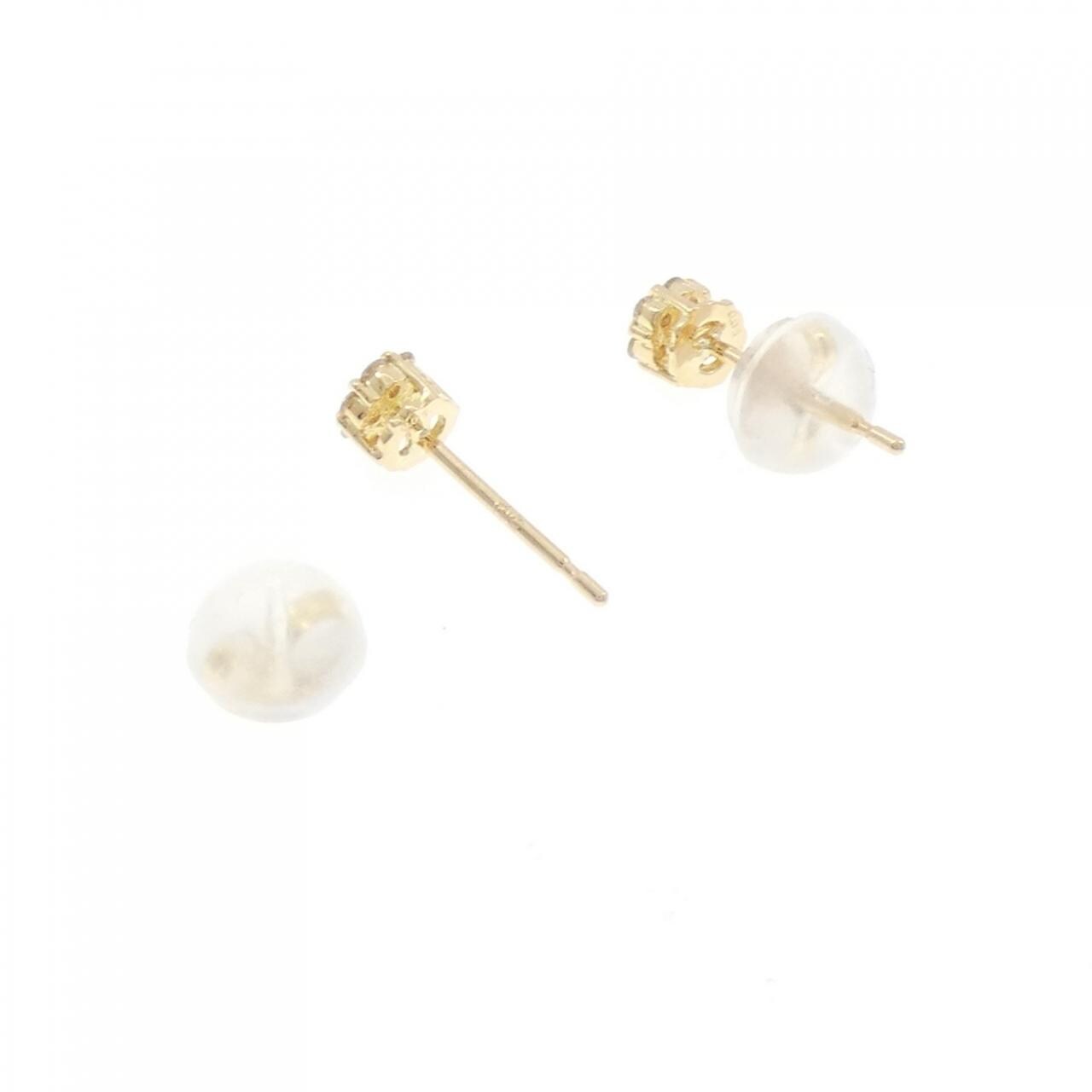 【新品】K18YG フラワー ダイヤモンド ピアス 0.10CT
