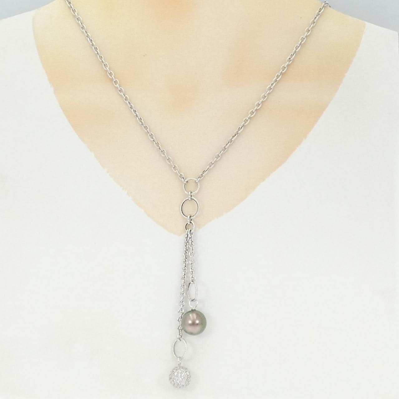 750WG 黒蝶パール ネックレス 11.4mm